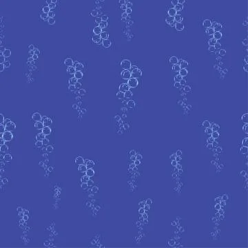 Seamless pattern of transparent bubbles on a blue background vec Illustrazione stock