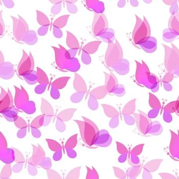 Seamless pattern, transparent butterflies Illustrazione stock