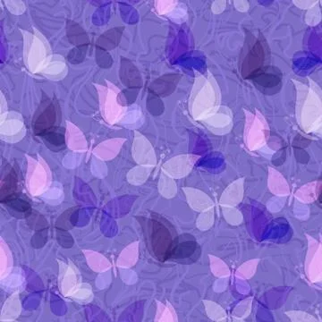 Seamless pattern, transparent butterflies Stock Illustration