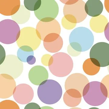 Seamless pattern of transparent colored circles Stock Illustration