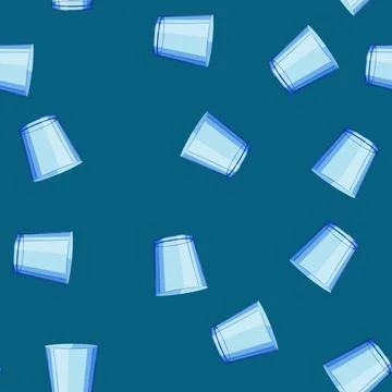 Seamless pattern transparent glass cup cartoon vector Stockillustratie