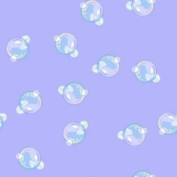 Seamless pattern transparent soap bubbles cartoon vector Stock Illustration
