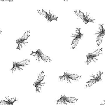 Seamless pattern transparent water splash sketch hand drawn Stock Illustration