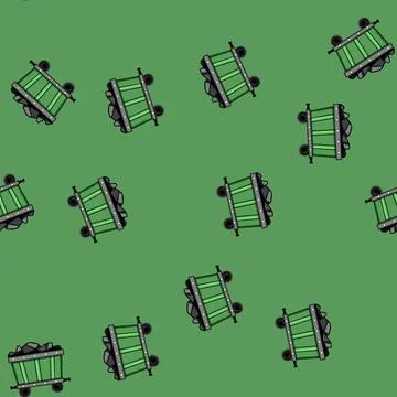 Seamless pattern transport coal wagon cartoon vector Stock Illustration