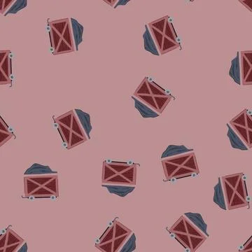 Seamless pattern transport coal wagon cartoon vector Illustration