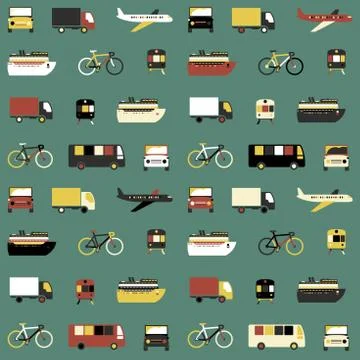 Seamless pattern with transport icons. Stock Illustration
