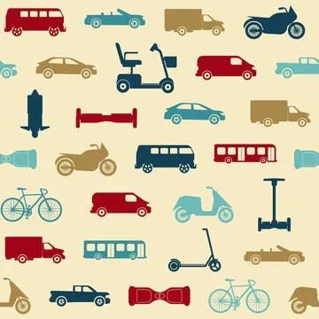 Seamless pattern with transport icons Stock Illustration