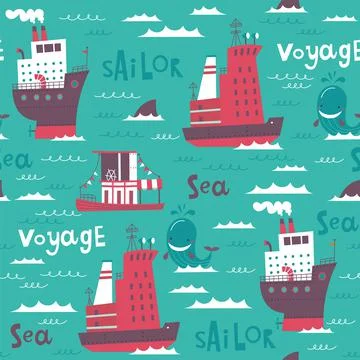 Seamless pattern with transport. Stock Illustration