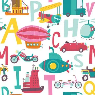 Seamless pattern with transport. Stock Illustration