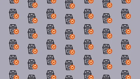 Seamless Pattern of Trash Can Icons with Orange Circle. Stock Footage 325387276