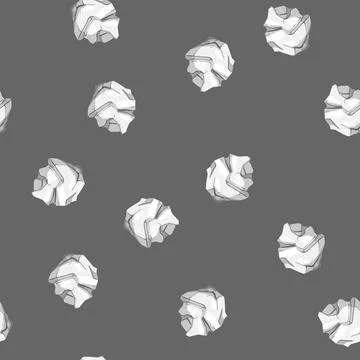 Seamless pattern trash crumpled paper balls cartoon vector Stock Illustration