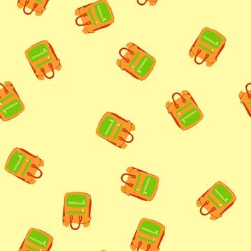 Seamless pattern travel backpack cartoon vector Illustrazione stock
