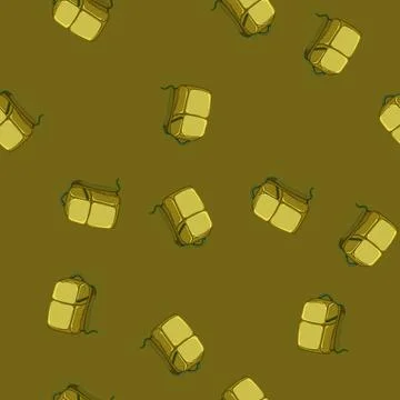 Seamless pattern travel hiking backpack cartoon vector 库存插图