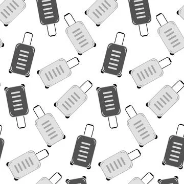 Seamless pattern of a travel suitcase in grayscale. World tourism day Stock Illustration