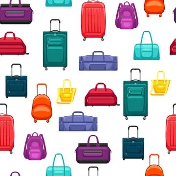 Seamless pattern with travel suitcases and bags. 스톡 일러스트