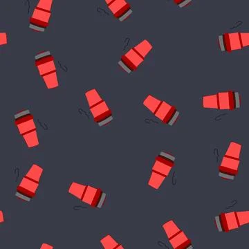 Seamless pattern travel thermos cup cartoon vector Stock Illustration