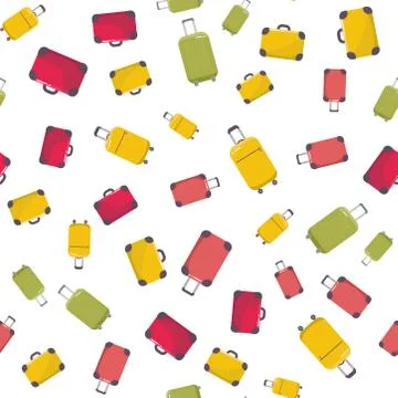 Seamless pattern with travelers suitcases. Vector texture for wrapping paper, Stock Illustration