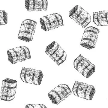 Seamless pattern treasure antique chest sketch hand drawn Stock Illustration