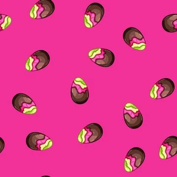 Seamless pattern treat chocolate egg cartoon vector Stock Illustration