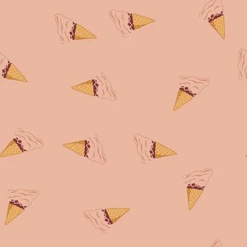 Seamless pattern treat fallen ice cream cartoon vector Stock Illustration