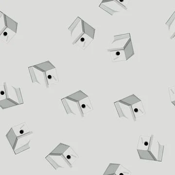 Seamless pattern tree bird house cartoon vector Stock Illustration