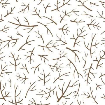 Seamless pattern with tree branch silhouettes over white background Stock Illustration