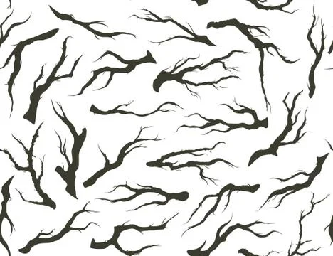 Seamless pattern of tree branches Stock Illustration