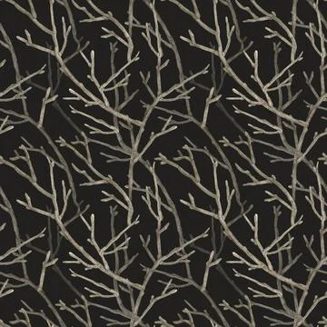 Seamless pattern with .the tree branches. Watercolor illustration. Stock Illustration