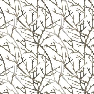 Seamless pattern with .the tree branches. Watercolor illustration. Stock Illustration