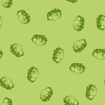 Seamless pattern tree garden shrub cartoon vector Stock Illustration