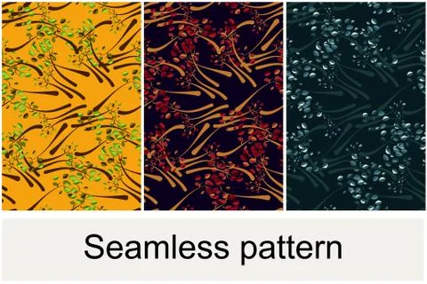 Seamless pattern from a tree with leaves on different color variants Stock Illustration