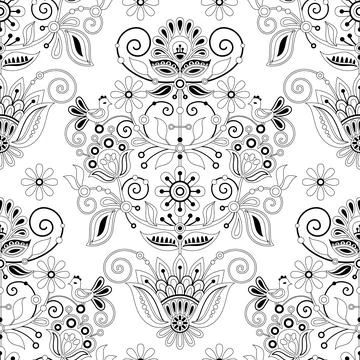 Seamless Pattern with The Tree of Life Inspired by Ukrainian Traditional Em.. Illustrazione stock