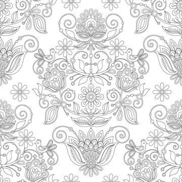 Seamless Pattern with The Tree of Life Inspired by Ukrainian Traditional Em.. Stock Illustration