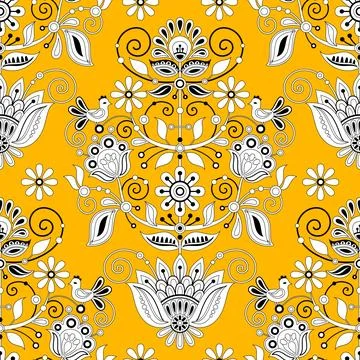Seamless Pattern with The Tree of Life Inspired by Ukrainian Traditional Em.. Stock Illustration