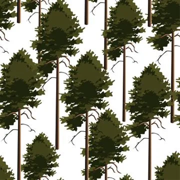 Seamless pattern tree pine Stock Illustration