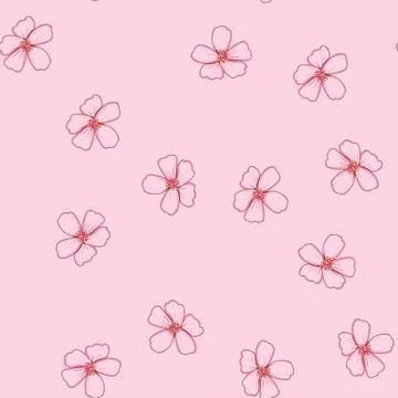 Seamless pattern tree sakura cherry blossom cartoon vector Stock Illustration