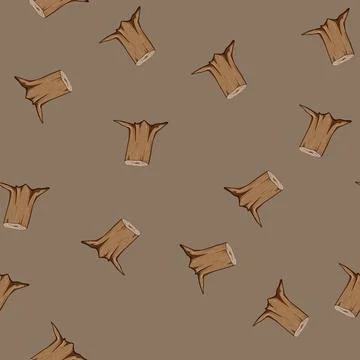 Seamless pattern tree stump cartoon vector 스톡 일러스트