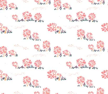 Seamless Pattern with trees of bubbles and fluing with the wing petals Stock Illustration