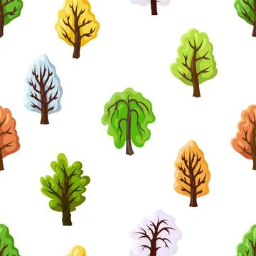 Seamless pattern with trees in four seasons Illustrazione stock