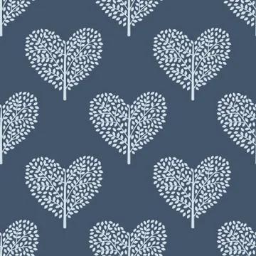 Seamless pattern trees heart Stock Illustration