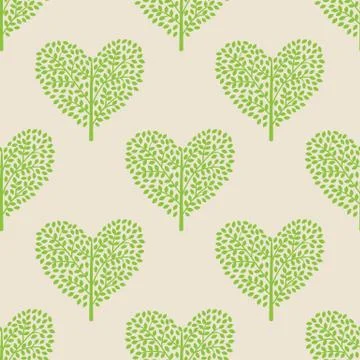 Seamless pattern trees heart Stock Illustration