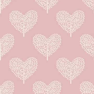 Seamless pattern trees heart Stock Illustration