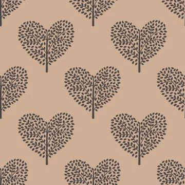 Seamless pattern trees heart Stock Illustration