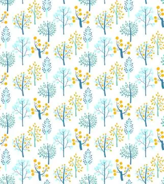 Seamless pattern with trees Stock Illustration