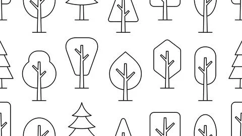 Seamless pattern with trees Stock Illustration