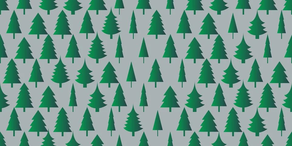 Seamless Pattern of Trees of Various Shapes - Texture, Vector Background Desi 库存插图