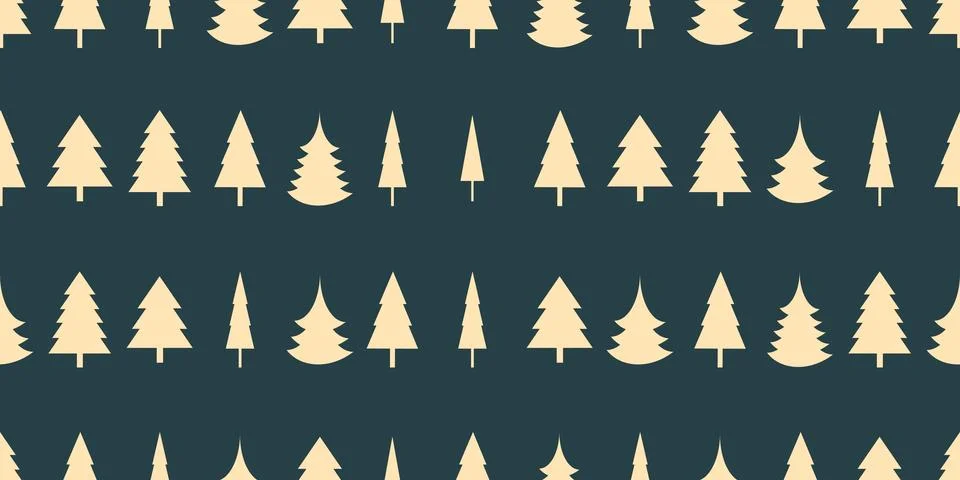 Seamless Pattern of Trees of Various Shapes - Dark Texture, Vector Backgrou.. イラスト素材