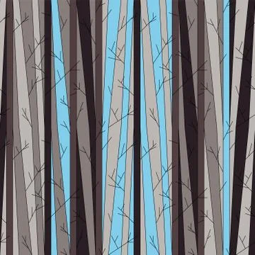 Seamless pattern with trees without leaves Stock Illustration