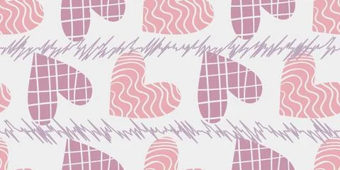 Seamless pattern with trendy abstract hearts Illustrazione stock
