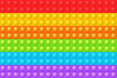 Seamless pattern with trendy game pop it, simple dimple. Rainbow fidget toy Stock Illustration